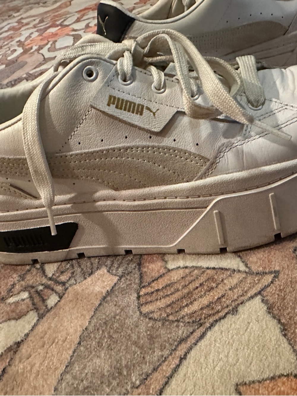 Puma Women’s White Platform Sneakers Women’s 10.5 - Picture 2 of 7